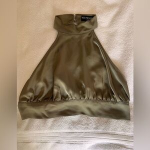 Kittenish Sage Green Satin Halter Top